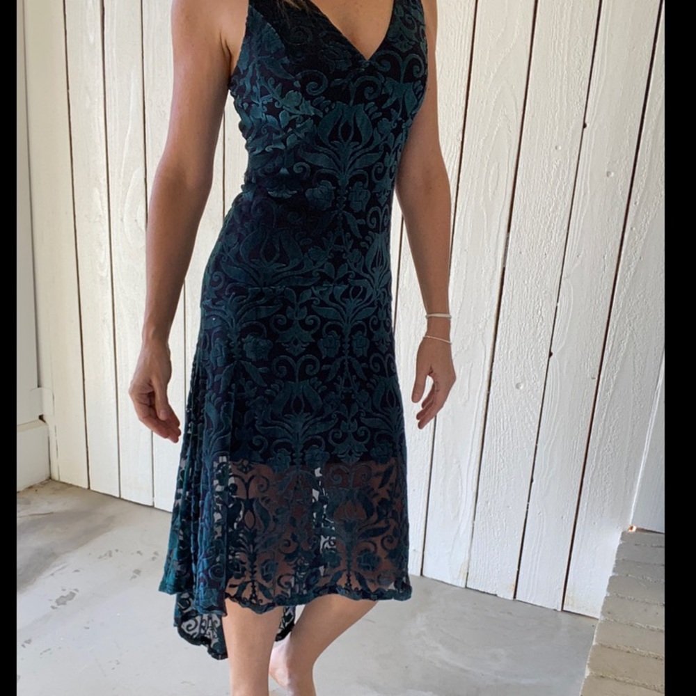 NWOT Velvet floral midi dress